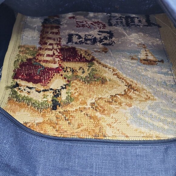 NWT Lighthouse Coastal Nautical Needlepoint Decorative Pillow Cover 17"x17" in. - Picture 11 of 16